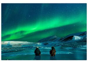 Tablou cu oameni la Aurora borealis (90x60 cm)