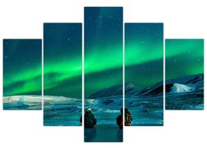 Tablou cu oameni la Aurora borealis (150x105 cm)