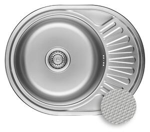 Chiuvetă Kuchinox Normal, din oțel inoxidabil, cu 1 compartiment, 570x450x180 mm, cu scurgător, decor canelat, oțel, LAV-SGN_383T