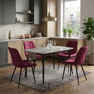 Set Masă fixă Atlas Marble Gri cu 4 Scaune Onix Bordo
