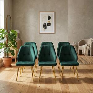 Set 6 Scaune Elira Verde Picioare Aurii