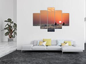 Tablou cu canoiști în apus de soare (150x105 cm)