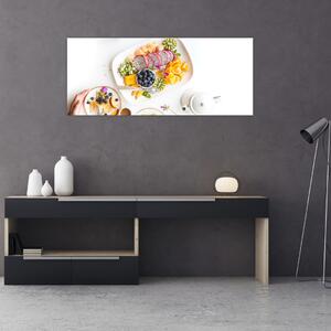 Tablou cu farfurie cu fructe pe masă (120x50 cm)