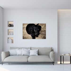 Tablou cu cățeluș negru (90x60 cm)