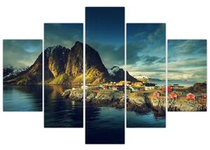 Tablou cu sat de pescari din Norvegia (150x105 cm)