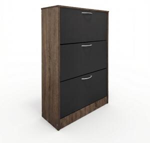 Suport pantofi cu functie depozitare Savaz, lemn, stejar-antracit, 60x24x114 cm