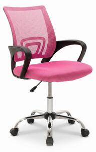 Scaun de birou cu functie de înclinare Berto II, Mesh, Roz-Negru, 60x48x85-95 cm