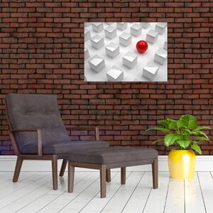 Tablou cu abstracție - cub cu bilă (70x50 cm)
