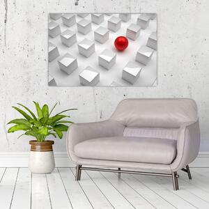 Tablou cu abstracție - cub cu bilă (90x60 cm)
