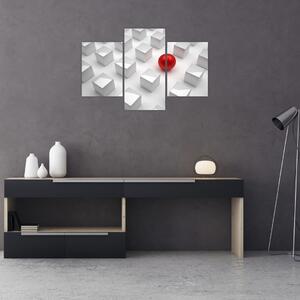 Tablou cu abstracție - cub cu bilă (90x60 cm)