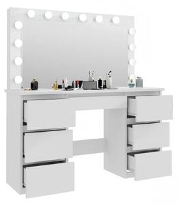 SEA516M - Set Masa toaleta 120 cm cosmetica machiaj, oglinda Mare cu LED, masuta vanity cu sau fara scaun tapitat, cu sau fara Priza, USB - Alb