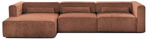 Colțar Extensibil 5 locuri ZANETTO, cu ladă de depozitare, 340x157x70 cm, Bordeaux-Onyx / Stanga