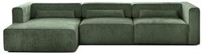 Colțar Extensibil 5 locuri ZANETTO, cu ladă de depozitare, 340x157x70 cm, Verde-Onyx / Stanga