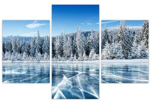 Tablou cu lacul înghețat și copacii înzăpeziți (90x60 cm)