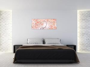 Tablou florilor de pom din coral - abstract (120x50 cm)