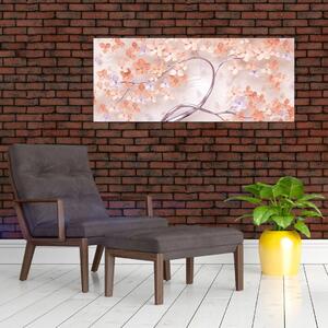 Tablou florilor de pom din coral - abstract (120x50 cm)