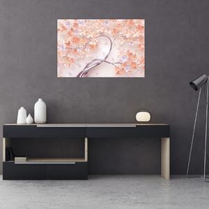 Tablou florilor de pom din coral - abstract (90x60 cm)