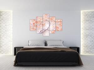 Tablou florilor de pom din coral - abstract (150x105 cm)