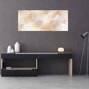 Tablou cu bile blânde - maro (120x50 cm)