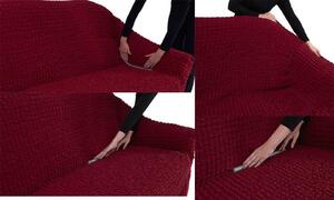 Husa elastica si creponata pentru canapea 3 locuri, fara volanas, culoare Bordo
