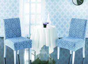 Set 6 huse elastice pentru scaune, model Jacquard, Bleu