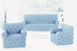 Set huse Multielastice Jacquard pentru canapea 3 Locuri si 2 fotolii, fara volanas, Bleu