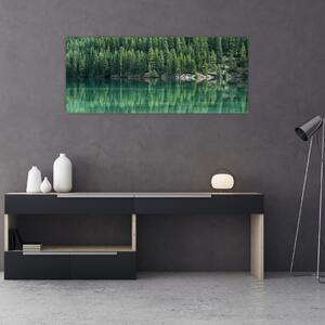 Tablou - Coniferi lângă lac (120x50 cm)