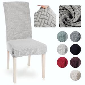 Set 6 huse elastice pentru scaune culoare Crem cu model