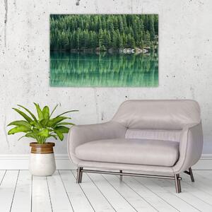 Tablou - Coniferi lângă lac (90x60 cm)