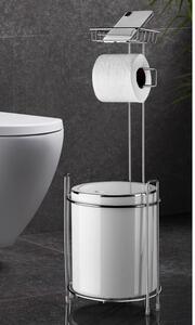 Suport WC cu cos Metalife AKB-755, Pentru cos, hartie si telefon, Crom/alb