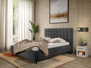 Pat Tapitat cu somiera fixa - Gri Inchis - Velvet 140x200