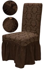 Set 6 huse elastice pentru scaune, cu volanas, model Jacquard Maro