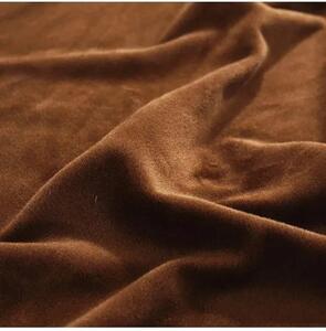 Husa elastica si catifelata pentru fotoliu + fata perna, culoare maro deschis