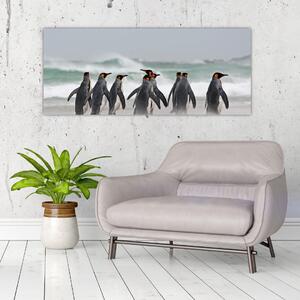 Tablou pinguini în ocean (120x50 cm)
