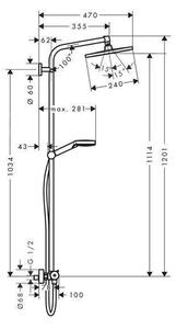 Coloana dus cu baterie si termostat Hansgrohe, Crometta E 240, crom