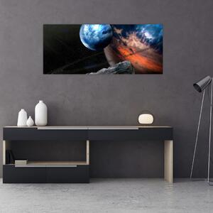 Tablou planetei în cosmos (120x50 cm)