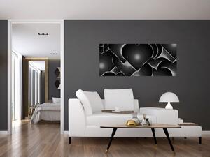 Tablou cu inimile alb - negre (120x50 cm)