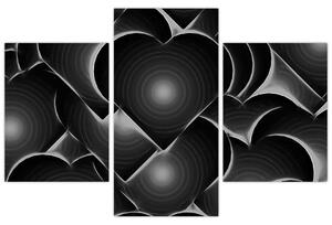 Tablou cu inimile alb - negre (90x60 cm)