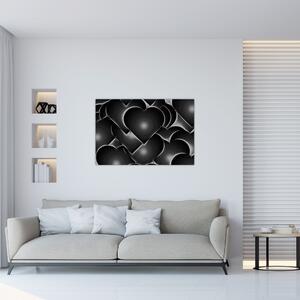 Tablou cu inimile alb - negre (90x60 cm)