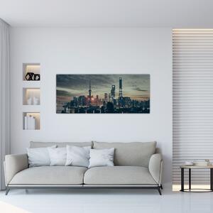 Tablou cu orașul în amurg (120x50 cm)