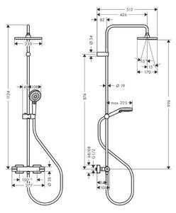 Coloana dus cu baterie si termostat Hansgrohe, Vernis Shape 230, crom