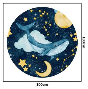 PIPPER. Autocolant circular de perete „Balena pe cerul înstelat” 100cm