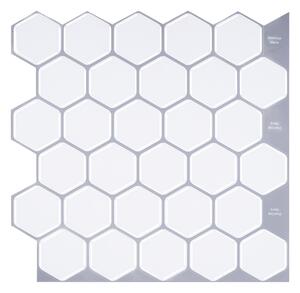 PIPPER | Placi de adeziv - mozaic 3D - Hexagoane albe 30,5 x 30,5 cm