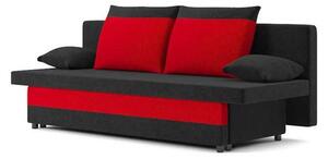 SONY canapea pat, țesătură normală, umplere spumă, culoare - negru / roșu