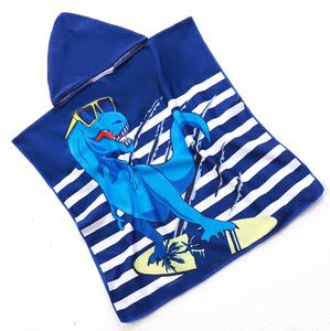 Poncho pentru copii Culoare albastru, DINOZAUR ON THE SURF 60x120 cm