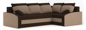 GRANDE canapea colțar extensibil, țesătură PRO, cu arcuri bonell, dreapta, culoare - maro / cappuccino