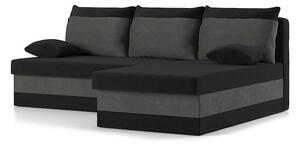 DELI canapea colțar extensibil, țesătură normală, umplere spumă, dreapta, culoare - negru / gri