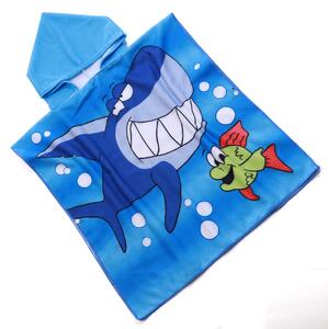 Poncho pentru copii Culoare albastru, SHARK AND FISH 60x120 cm