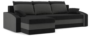 HEWLET canapea colțar extensibil, latură universală, țesătură normală, umplere spumă, culoare - negru / gri