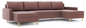 BELLIS III canapea colțar extensibil, formă U, țesătură PRO, cu arcuri bonell, culoare - roz